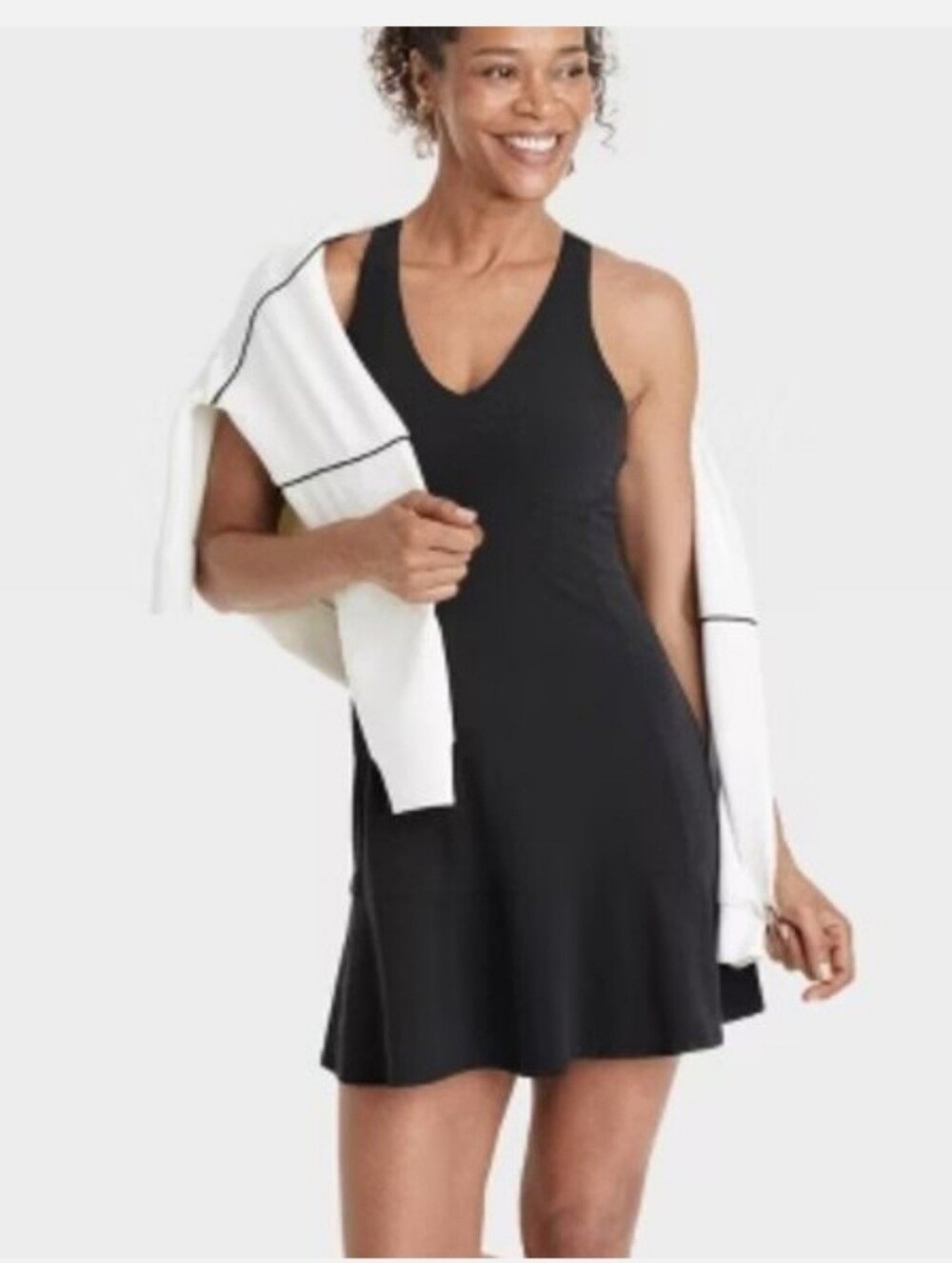 All In Motion Everyday Soft Double V Active Dress Black Small Built-In Shorts